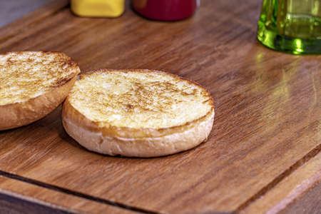 Fresh tasty baked bread in the breakfast meal