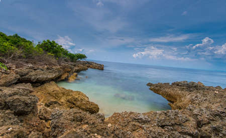 Beautiful landscape view of sea beach and rocky place