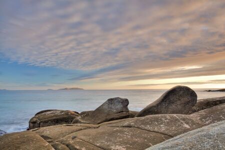 A dramatic ocean coast landscape in Galicia in Spainの写真素材