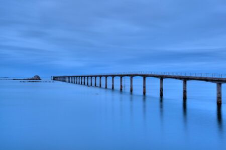 Famous jetty in Roscoff in Bretagne in Franceの写真素材