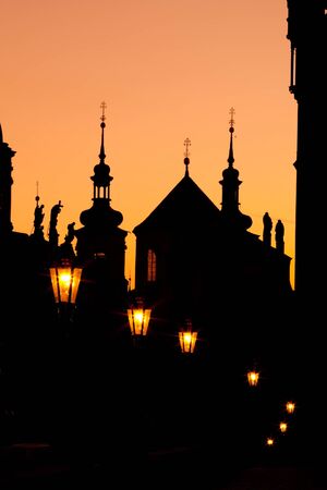 Old Town bridge tower at one end of Charles bridge on the river in Prague.の写真素材