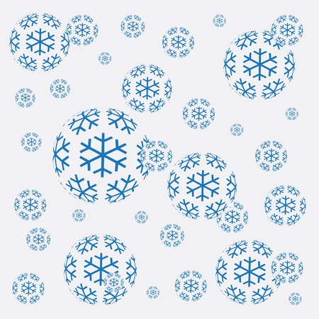 The blue snow flakes on the white background