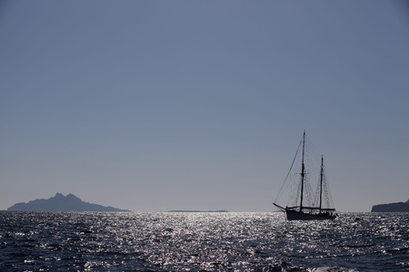 Beautiful sunset on the sea in Marseille in Franceの写真素材