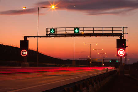 The speed on the highway in the night