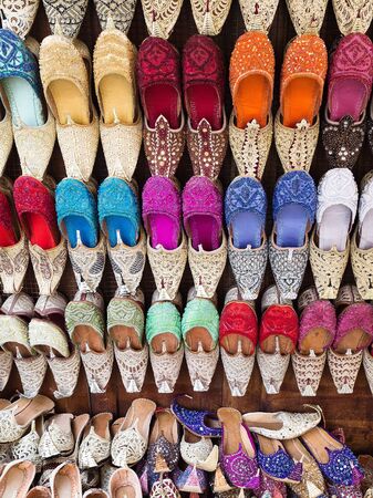 Arabic slippers in a street shopの写真素材