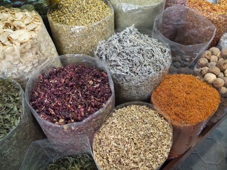 Dubai - dried herbs flowers spices in the street shopの写真素材