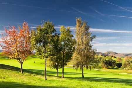 On the golf course in autumn in Czech republicの写真素材