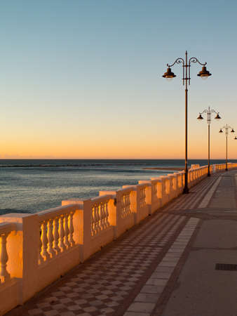 Empty promenade on Malaga beach in Spainのeditorial素材
