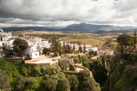 Picturesque Andalucia scenery, city of Ronda in Spain in winter, Malaga province.のeditorial素材