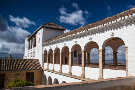 Arched gallery windows of South Pavillon of Generalife in Alhambra complex