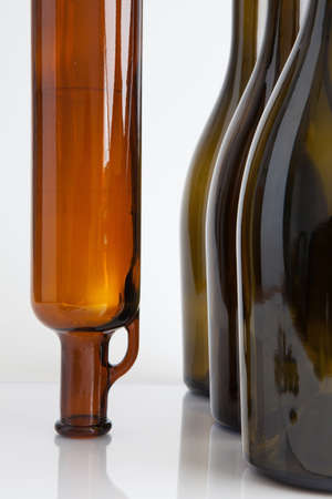 Four bottles of wine on the white backgroundの写真素材