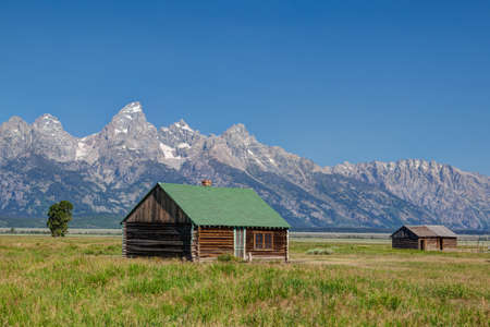 The iconic John Moulton homestead in Grand Teton in Wyoming in USAのeditorial素材