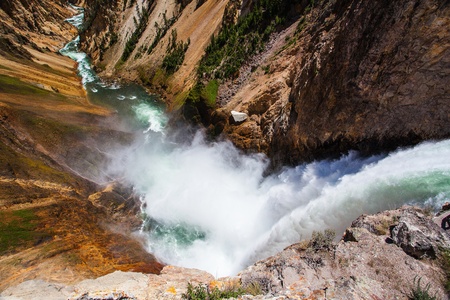 The Lower Falls on the Yellowstone River   Yellowstone National Park, Wyoming の写真素材