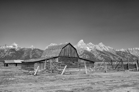 The iconic John Moulton homestead in Grand Teton in Wyoming in USAのeditorial素材