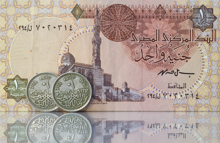 Banknote and coins from Egypt