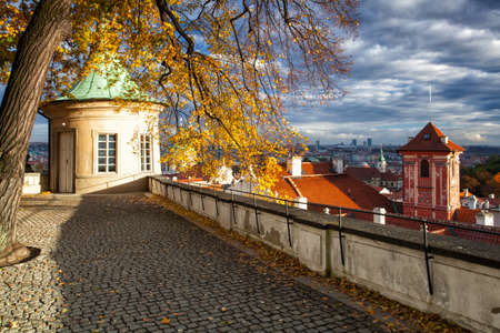 Autumn in Garden of Paradise near Prague Castleの写真素材