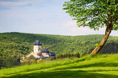 Karlstejn Castle in the summer forestのeditorial素材
