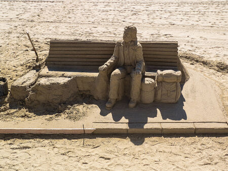 Traveler sand sculpture on the beach on February 8, 2013のeditorial素材