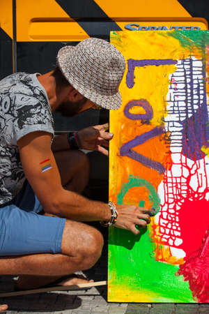 Participants and spectators in the Prague Pride Parade, a festival of tolerance, on August 17,2013 in Prague, Czech Republicのeditorial素材
