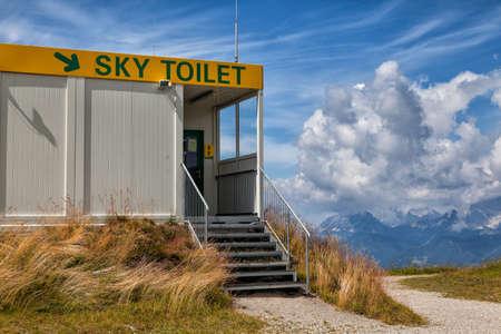 Atypical toilet on top of a mountain in Planai,Austriaの写真素材
