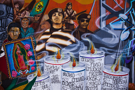 Graffiti captured on a San Francisco buildingのeditorial素材