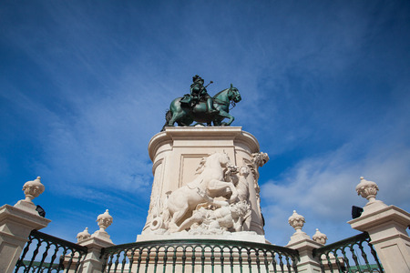 LISBON,PORTUGAL - JULY 6,2014  Bronze statue of King Jose I from 1775 on the Commerce Square, Lisbon, Portugal のeditorial素材