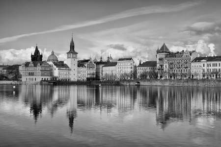 View from Strelecky island on the Novotny footbridge next the Charles Bridge in Prague.のeditorial素材