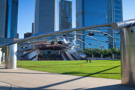 CHICAGO - JULY 12,2013 : Jay Pritzker Pavilion in Millennium Park on July 12, 2013 in Chicago. Outdoor Amphitheater in Downtown Chicagoのeditorial素材