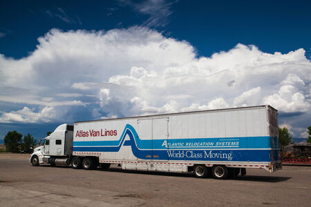 UTAH, USA - JULY 18,2013: The typical american truck on a parking place before heavy storm in Utah, July 18, 2013のeditorial素材