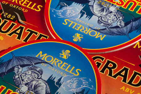 ENGLAND,OXFORD - November 12, 2014: Beermats from Morrells beer.Morrells Brewing Company was a...