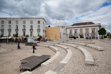 Renovated historic square in Tavira city.のeditorial素材