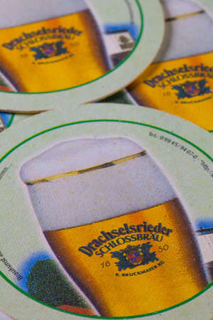 GERMANY,DRESDEN - September 20,2014:Beermats from Drachselsrieder beer.のeditorial素材