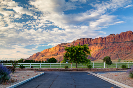 Moab,Utah-USA: July 17, 2013:Sunrise in Moab near the main entrance to the famous Arches National Park, Moab,USA. HDR Photoのeditorial素材