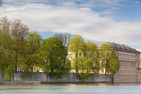 Prague, Czech Republic - 8 April,2011:Liechtenstein Palace on the Vltava river bank.The Lichtenstein...