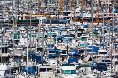 Marseille,France - May 8,2011: Old port full of boats and yachts.It has been the natural harbour of Marseille since antiquity and is now the main popular place in Marseille, mainly pedestrian since 2013.のeditorial素材