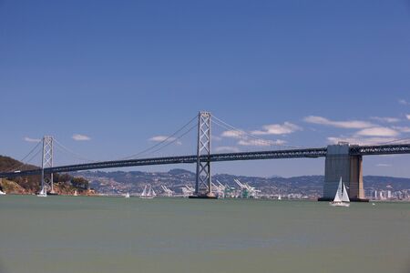 The Oakland Bay Bridge suspension between San Francisco and Oaklandのeditorial素材
