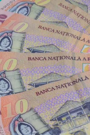 Different Romanian Lei Banknotes on the table