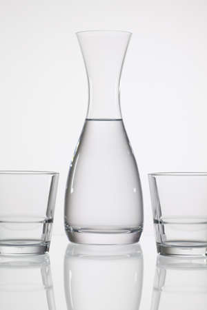 Glasses of water on the glass desk