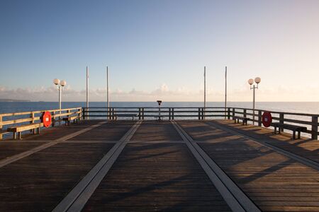 Morning on the Pier in Binz, Ruegen Island, Germanyの写真素材