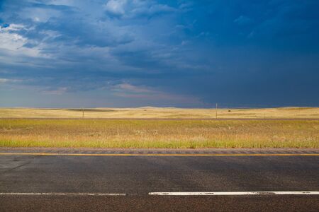 Before a big storm on the prairie in Wyoming in USAの写真素材