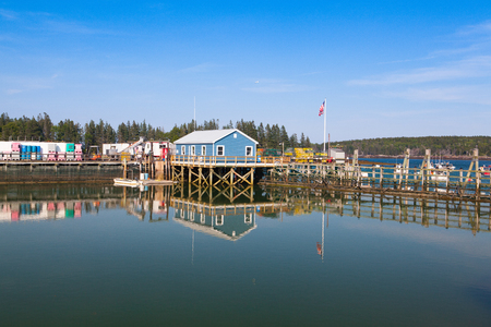 SAINT GEORGE, MAINE, USA: July 6, 2016: Crab farm and crab cages on Saint George Peninsula, Maine, USAのeditorial素材