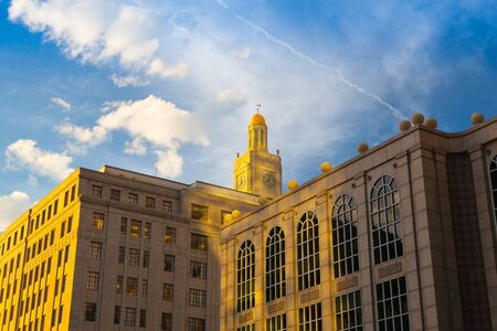Boston, Massachusetts - July  4,2016: The Newbry building in Boston. Also Called the Boston Mutual Life Building, with its Gold Dome Clock Tower Located in Copley Square, Boston, Massachusetts.のeditorial素材