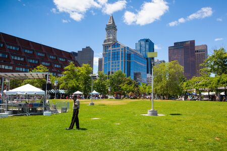 Boston,Massachussetts,USA - July 2,2016: Architecture in Boston harbor.  It is a natural harbor and estuary of Massachusetts Bay. Boston tourism annually brings about 8 billion dollarsのeditorial素材