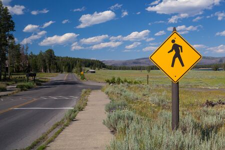 On the road in Yellowstone National Park, USAの写真素材