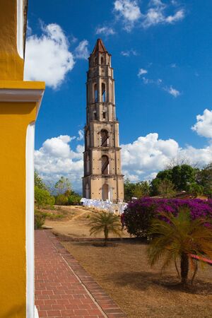 Manaca Iznaga old slavery tower near Trinidad, Cuba. The Manaca Iznaga Tower is the tallest lookout tower ever built in the Caribbean sugar region.の写真素材