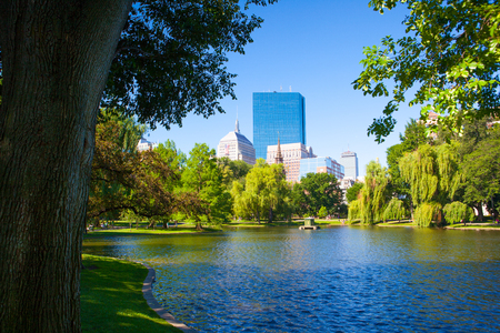Boston, Massachusetts, USA - July 2,2016: The Public Garden in Boston founded 1837.Also known as Boston Public Garden, is a large park located in the heart of Boston, Massachusetts, adjacent to Boston Common.のeditorial素材