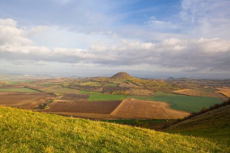View from the top of Rana hill. Autumn scenery in Central Bohemian Highlands, Czech Republicの写真素材