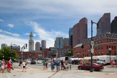 Boston,Massachusetts,USA  - July 2,2016: The North End Parks on the Rose Kennedy Greenway have reconnected Boston. Green space has been created in an area that was formerly an eyesore.のeditorial素材