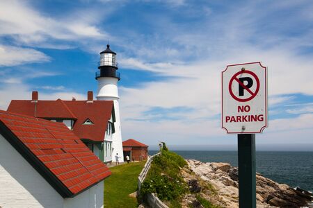 Cape Elizabeth, Maine, USA: July 6, 2016: Portland Head Light (lighthouse) in Cape Elizabeth (Portland suburb), Maine. Situated along the spectacular shores of Fort Williams Parkのeditorial素材