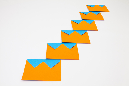 Different colored envelopes on the table